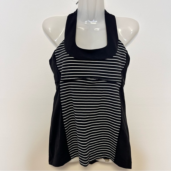 ◾️💟 Lululemon Scoop Neck Tank Black And White Stripe - Picture 11 of 12